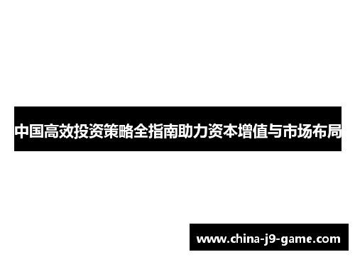 中国高效投资策略全指南助力资本增值与市场布局