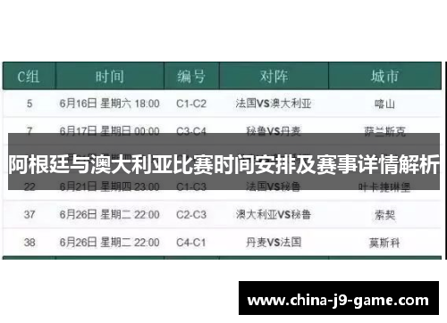 阿根廷与澳大利亚比赛时间安排及赛事详情解析